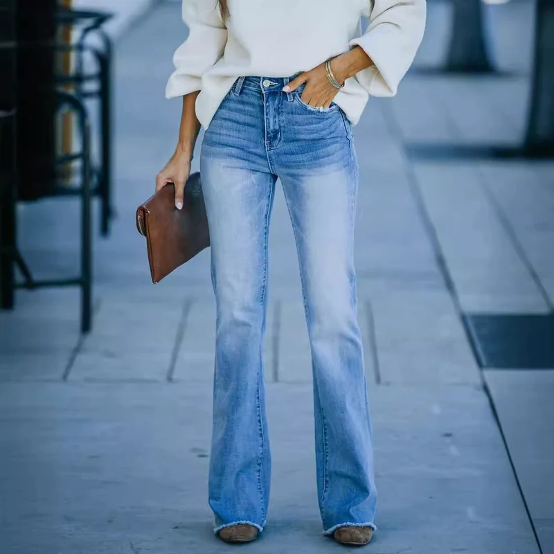 Damen Flared Jeans mit hohem Bund und modernen Vintage-Effekten