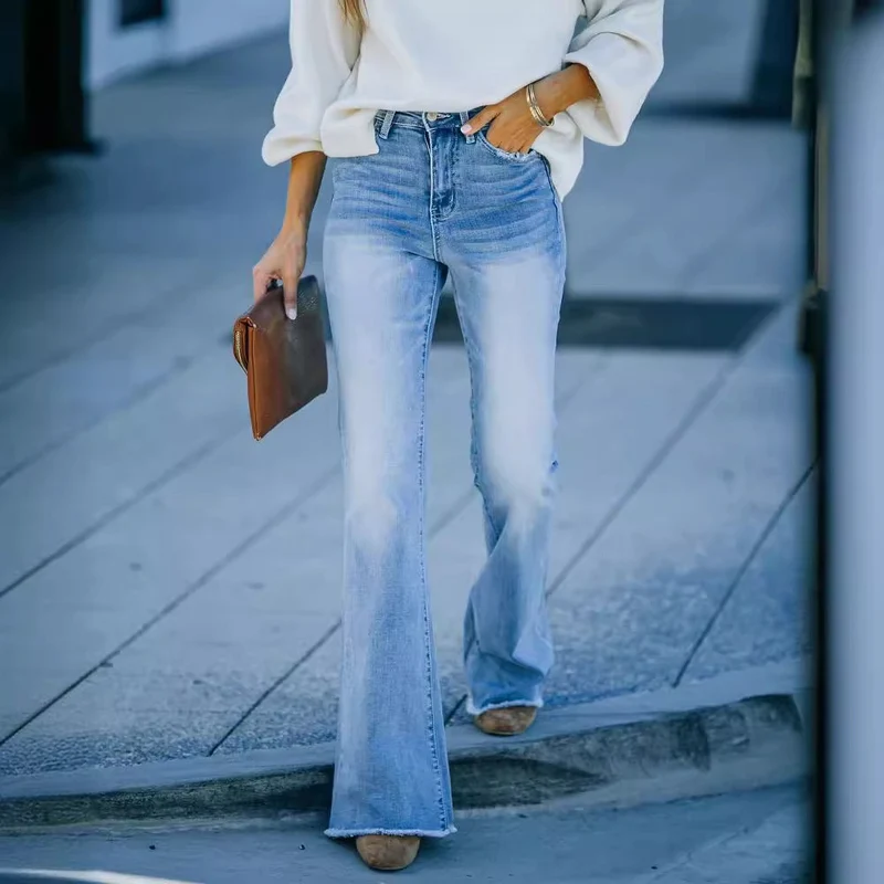 Damen Flared Jeans mit hohem Bund und modernen Vintage-Effekten
