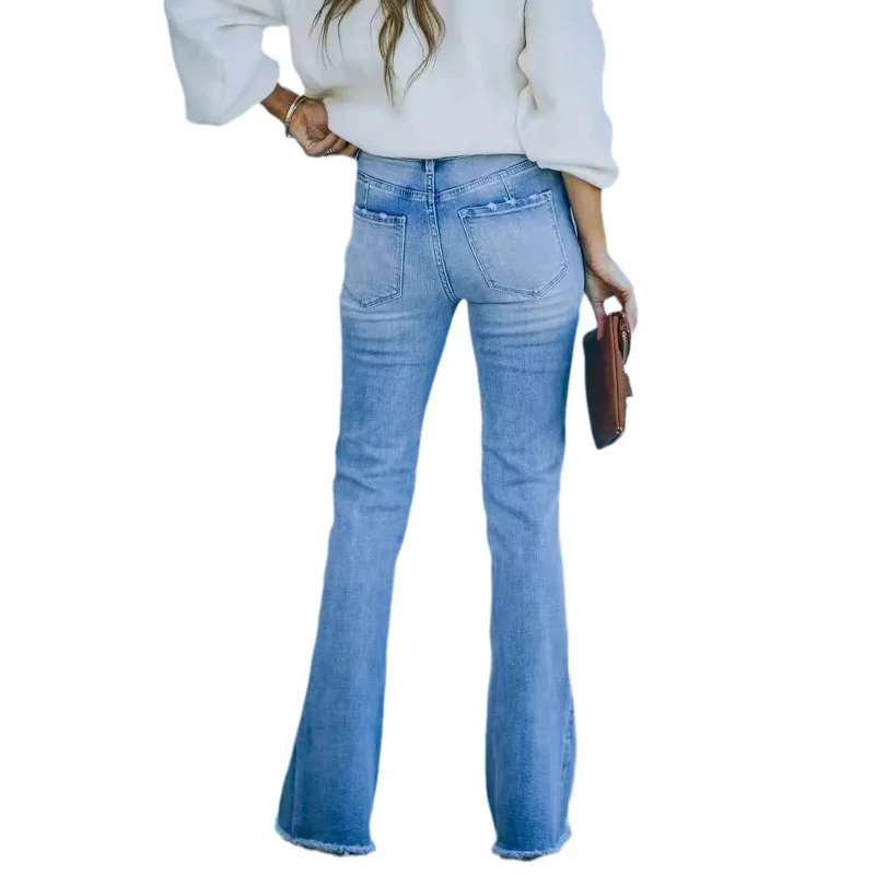 Damen Flared Jeans mit hohem Bund und modernen Vintage-Effekten