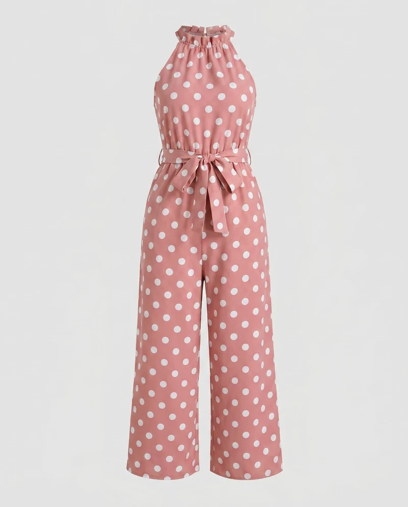 Damen Jumpsuit mit schickem Halterneck und weitem Bein