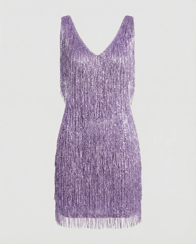 Damen Glamouröse Fransen-Optik Fransenkleid