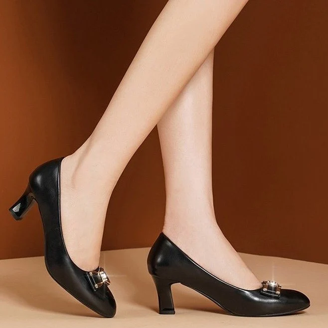 Damen Elegante Pumps mit modischer Schleifenverzierung und hochwertiger Absatz