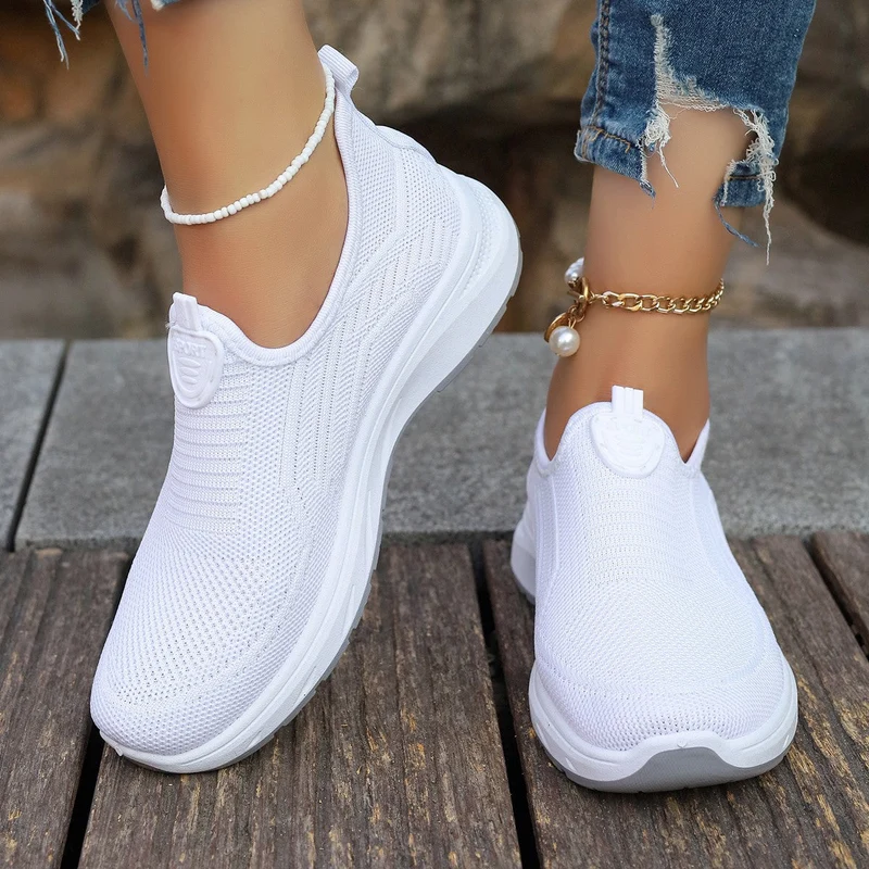 Damen Bequeme Slip-On Sneakers mit atmungsaktivem Obermaterial und gepolsterter Sohle