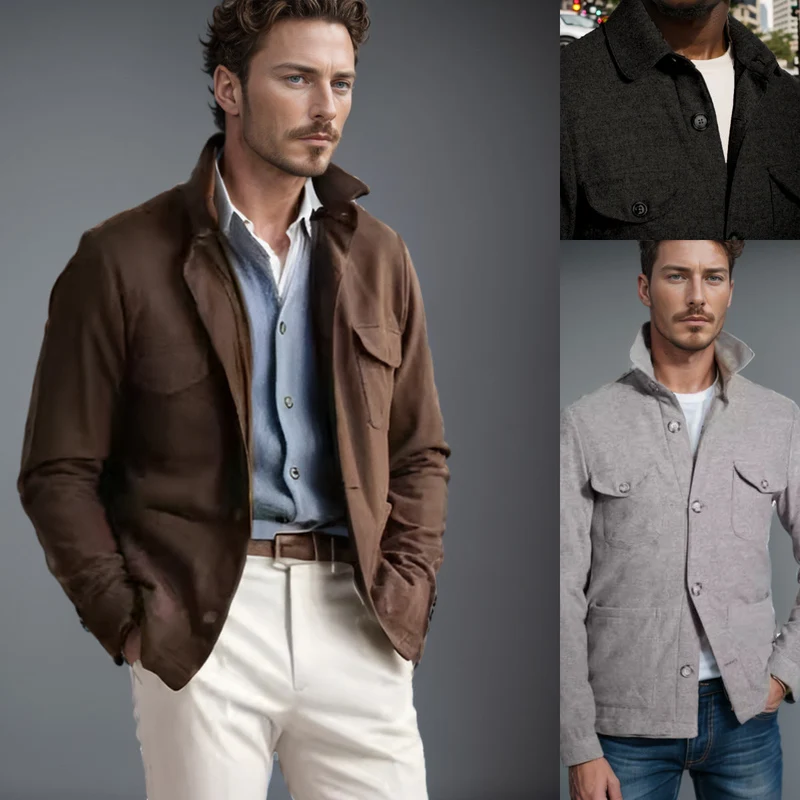 Herren praktische Jacke im schicken Utility-Stil mit hohen Kragen