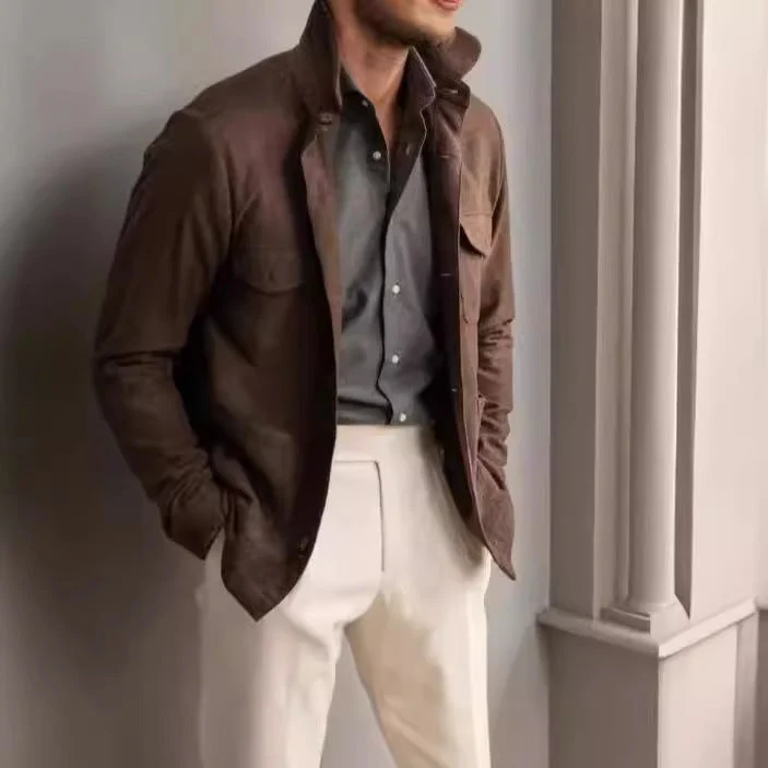 Herren praktische Jacke im schicken Utility-Stil mit hohen Kragen