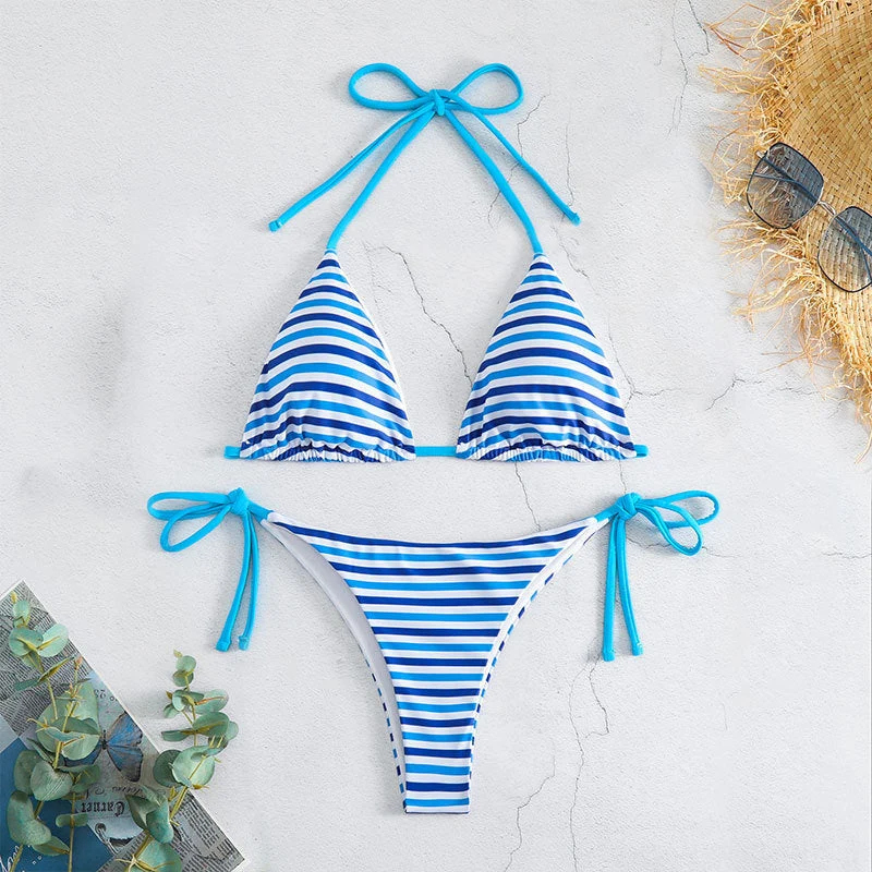 Damen Triangel-Bikini-Set mit verstellbaren BindNord Taschenändern