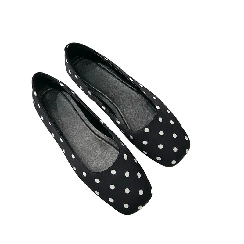 Damen Ballerinas mit quadratischer Zehenform und glänzender Oberfläche