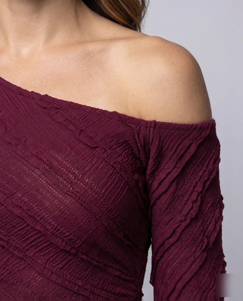 Damen asymmetrisches Oberteil mit Raffungen und auffälligen Ärmelabschlüssen