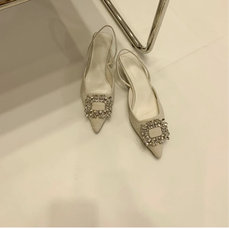 Damen Slingback-Pumps mit glänzenden Zierstein-Applikationen Nord Taschen