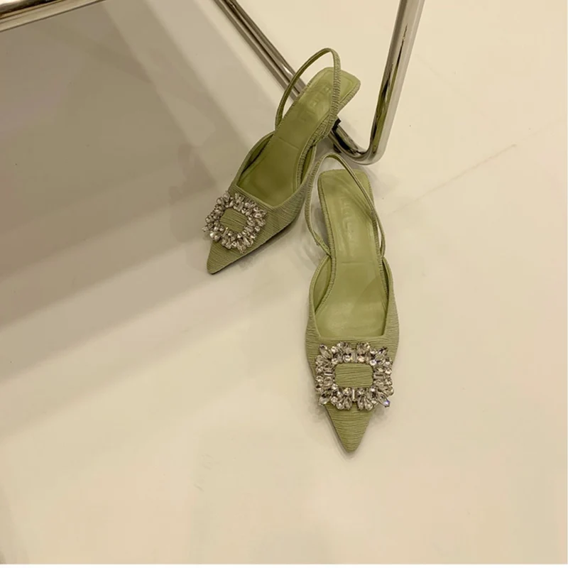 Damen Slingback-Pumps mit glänzenden Zierstein-Applikationen Nord Taschen