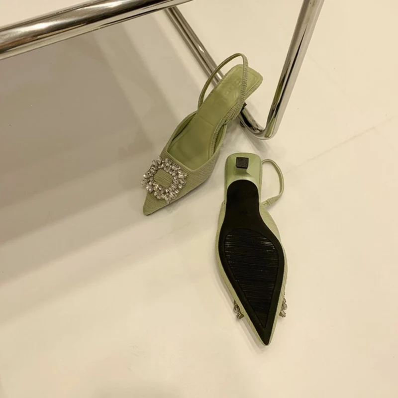 Damen Slingback-Pumps mit glänzenden Zierstein-Applikationen Nord Taschen