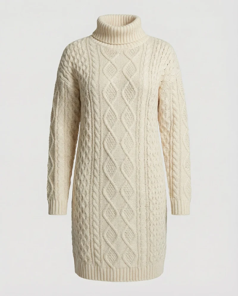 Beiges Strickkleid für Damen