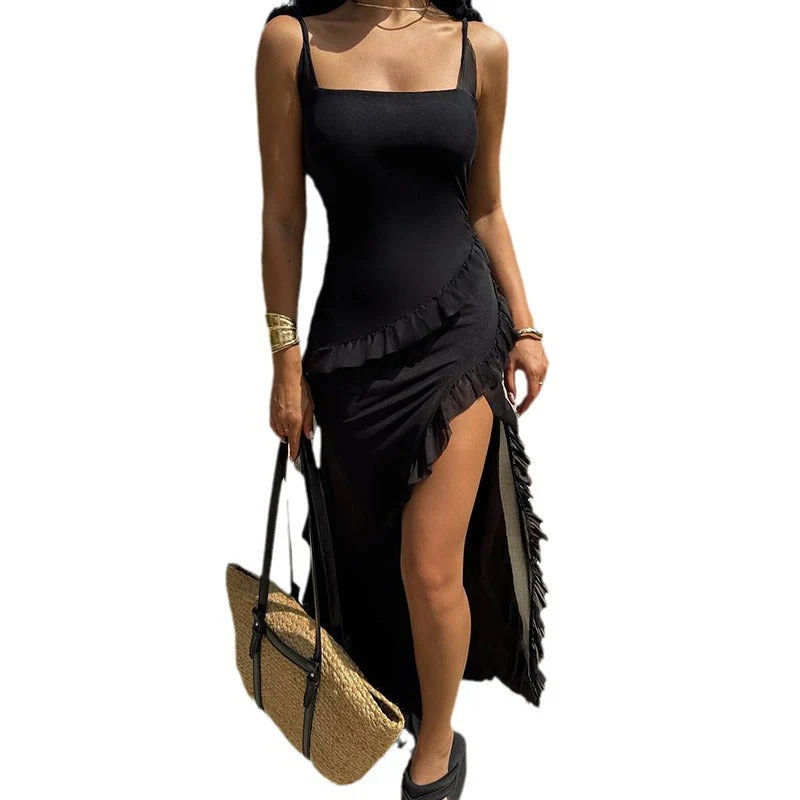 Damen Maxikleid mit seitlichem Schlitz und asymmetrischem Schnitt