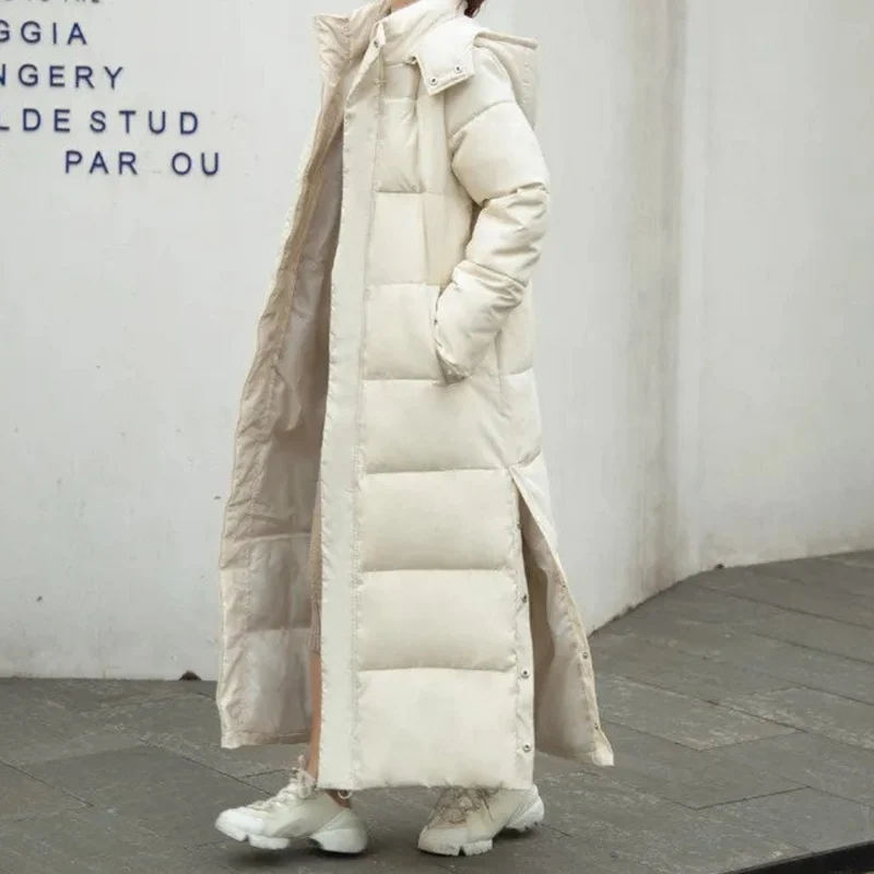 Winter Gepolsterter Puffer-Mantel - Längliches Maxi Kapuzen-Design