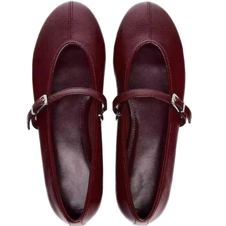Damen Ballerinas mit verstellbarem Riemen und glänzendem Obermaterial