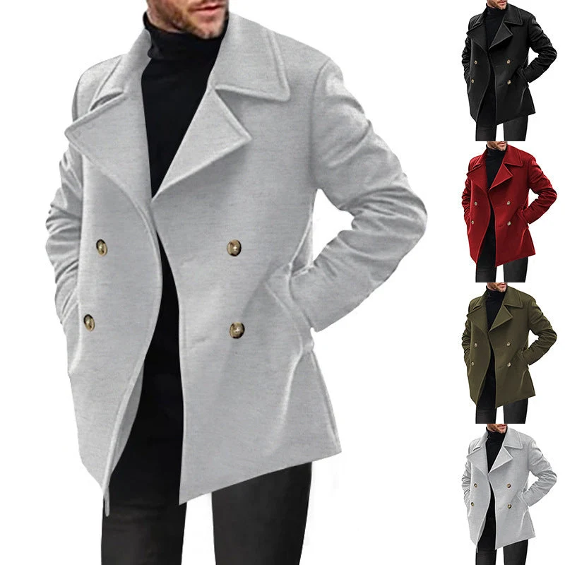 Herren klassischer Peacoat mit modischem Revers und eleganten Knopfdetails