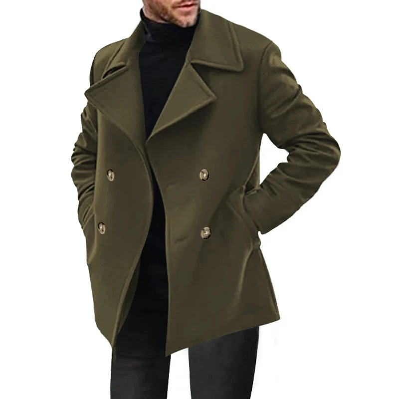 Herren klassischer Peacoat mit modischem Revers und eleganten Knopfdetails