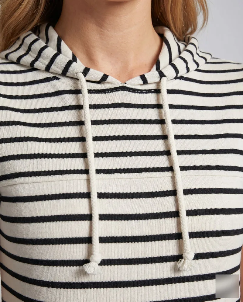 Damen Kapuzen-Sweatkleid Kängurutasche Seitenschlitz Kurzarm