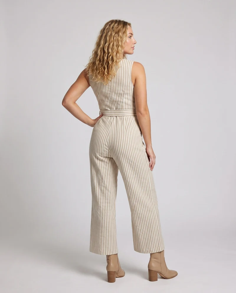Damen Jumpsuit mit schmalen Trägern, tailliertem Schnitt und fließendem Bein