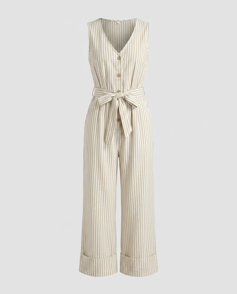 Damen Jumpsuit mit schmalen Trägern, tailliertem Schnitt und fließendem Bein