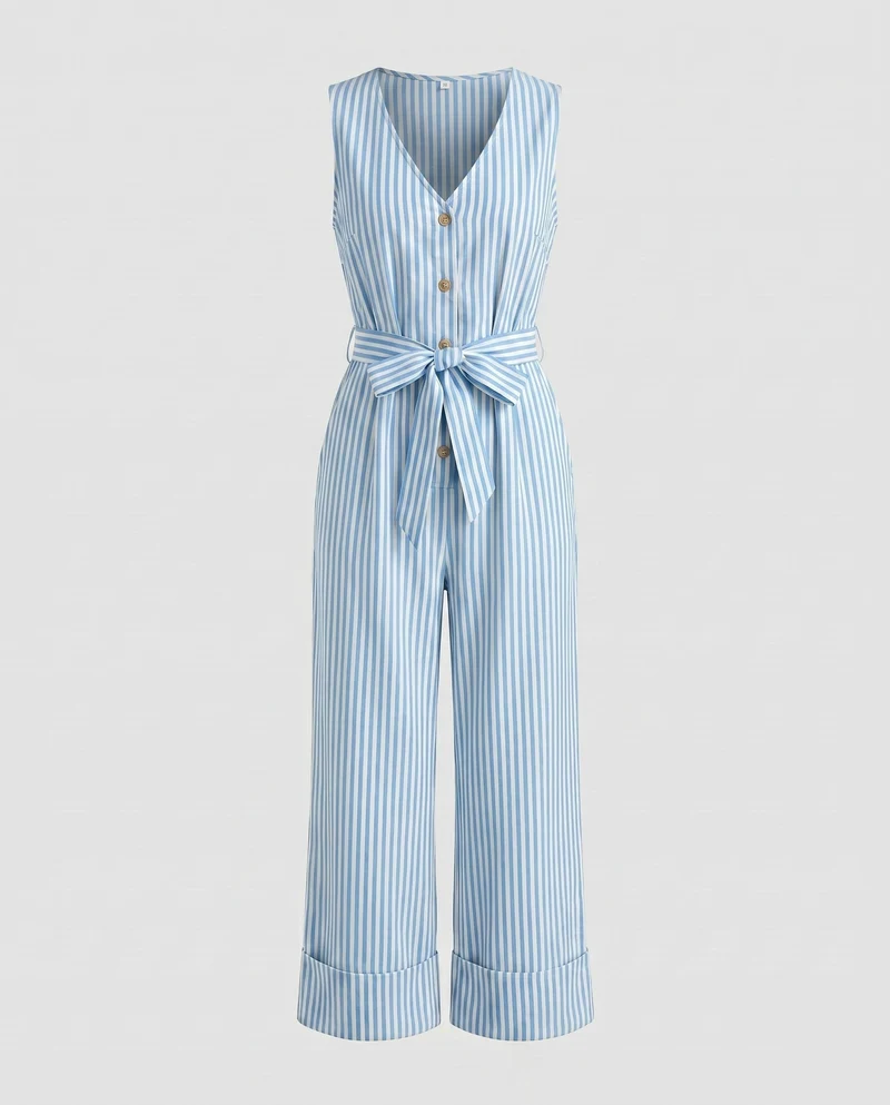 Damen Jumpsuit mit schmalen Trägern, tailliertem Schnitt und fließendem Bein