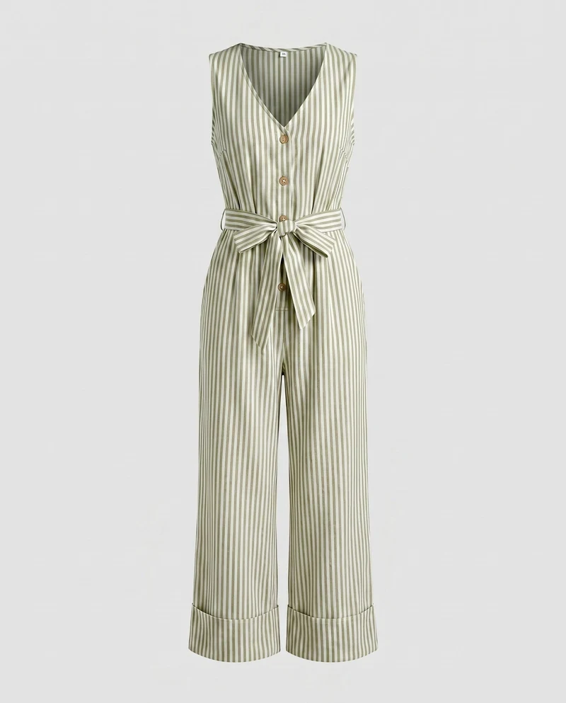 Damen Jumpsuit mit schmalen Trägern, tailliertem Schnitt und fließendem Bein