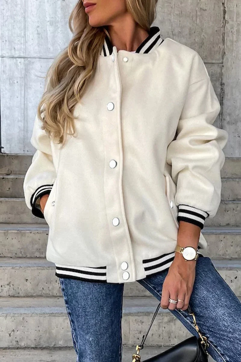 Nord Taschen | Street Color Block Buckle Kontrast O Neck Jacke(4 Farben)
