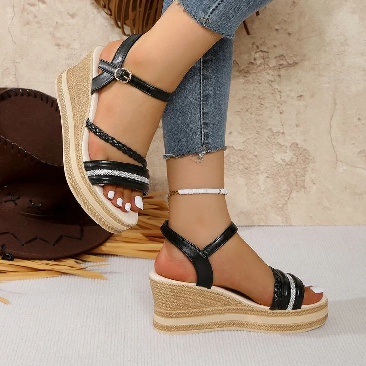Damen Wedge-Sandalen mit elegantem Riemendesign