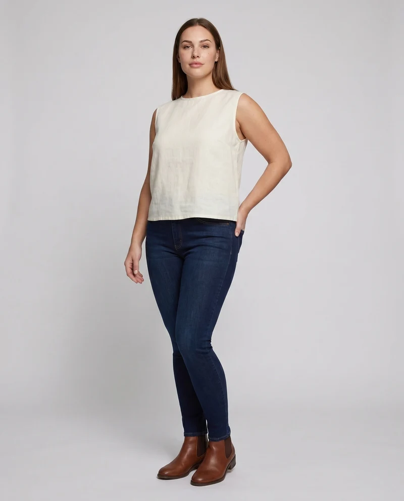 Damen luftiges ärmelloses Oberteil mit minimalistischer Silhouette