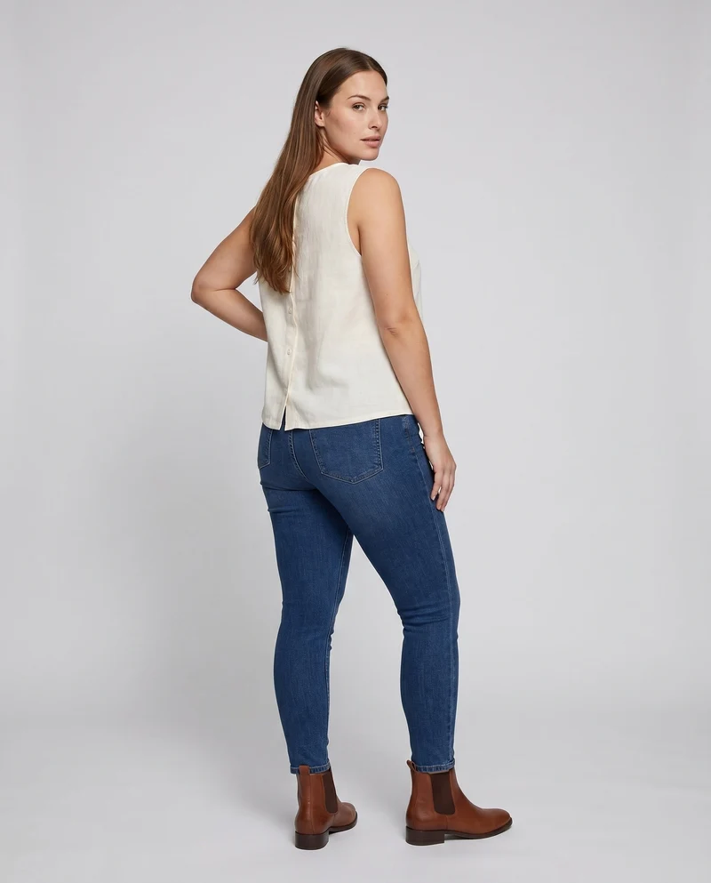 Damen luftiges ärmelloses Oberteil mit minimalistischer Silhouette