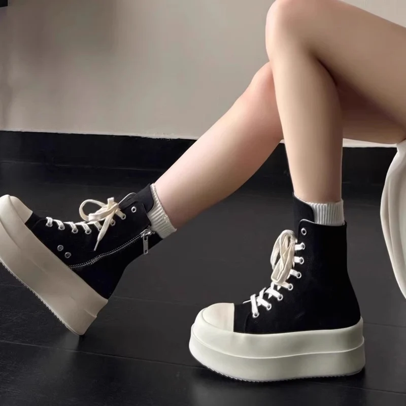 Damen High-Top Plateau Sneakers mit Reißverschluss