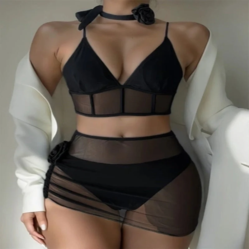 Damen transparentes Dessous-Set mit raffinierten Details