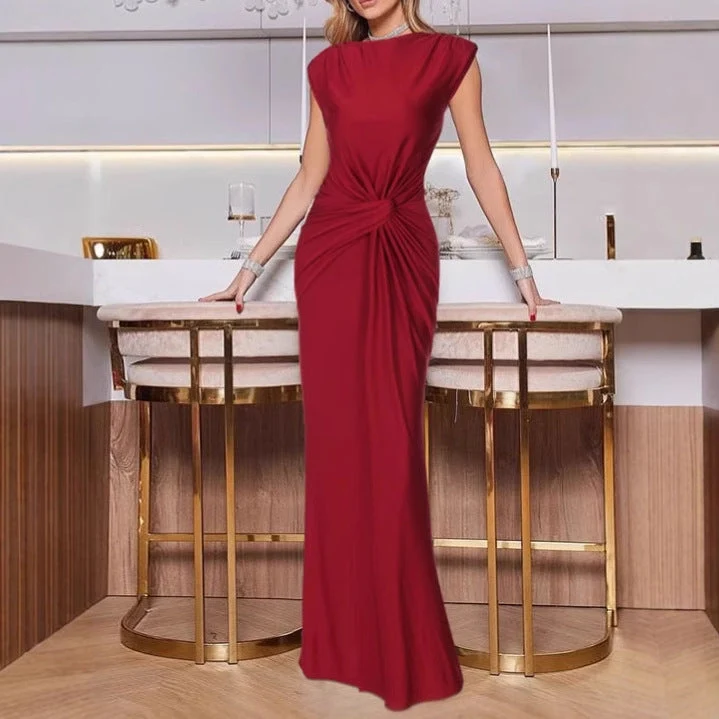 Damen Elegantes Wickel-Maxikleid mit seitlichem Rüschendetail