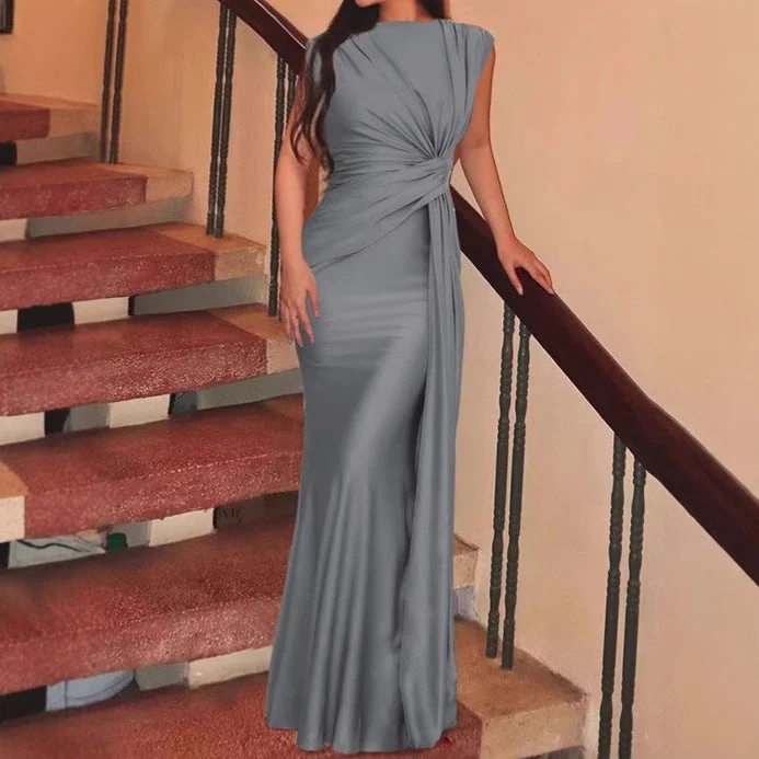 Damen Elegantes Wickel-Maxikleid mit seitlichem Rüschendetail