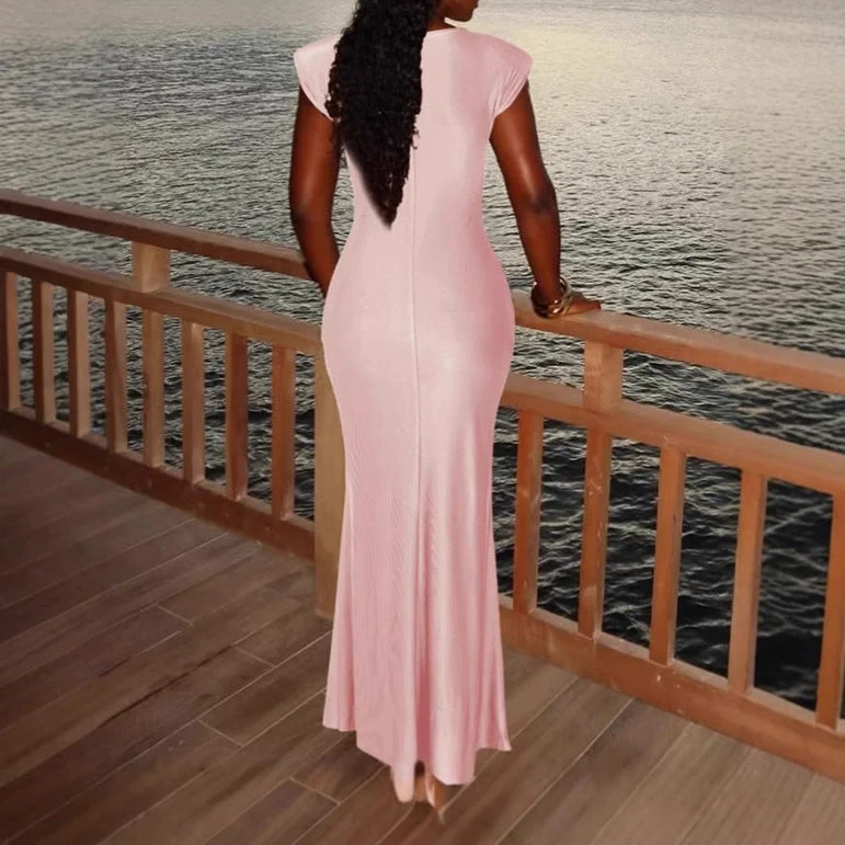Damen Elegantes Wickel-Maxikleid mit seitlichem Rüschendetail