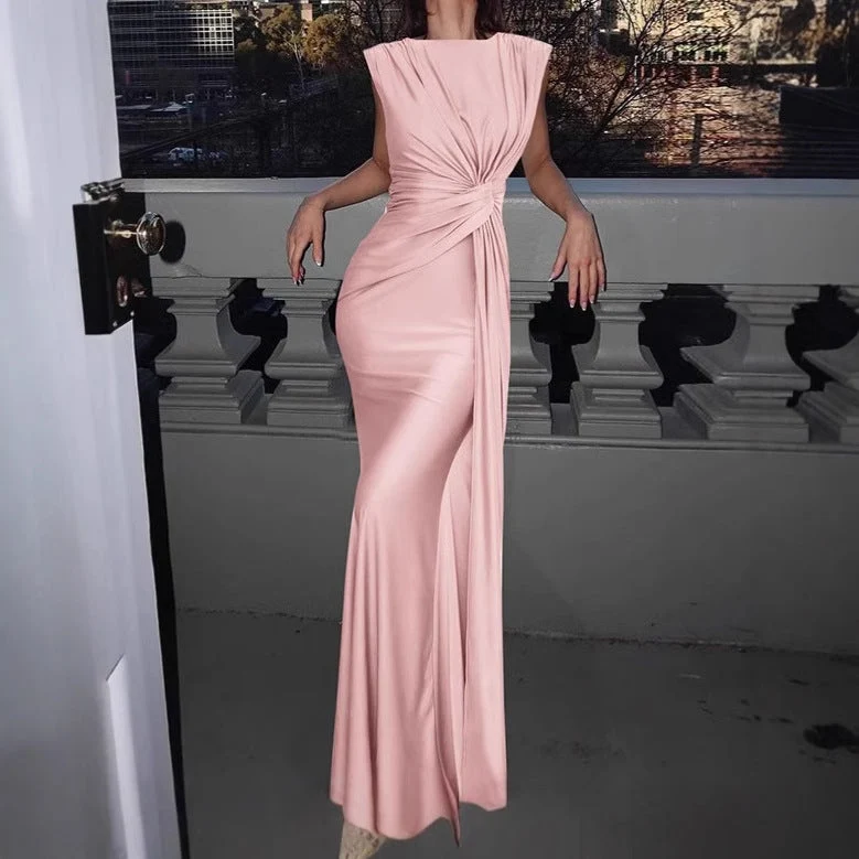 Damen Elegantes Wickel-Maxikleid mit seitlichem Rüschendetail
