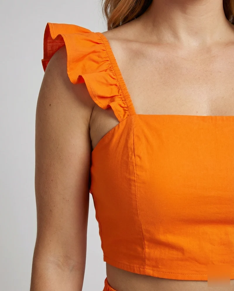 Damen zweiteiliges Sommer-Set mit Volant-Maxirock