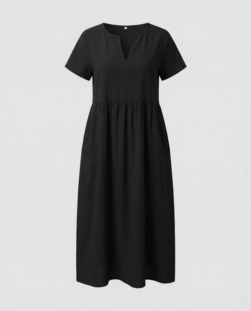 Damen legeres Strand-Sommerkleid mit Empire-Naht