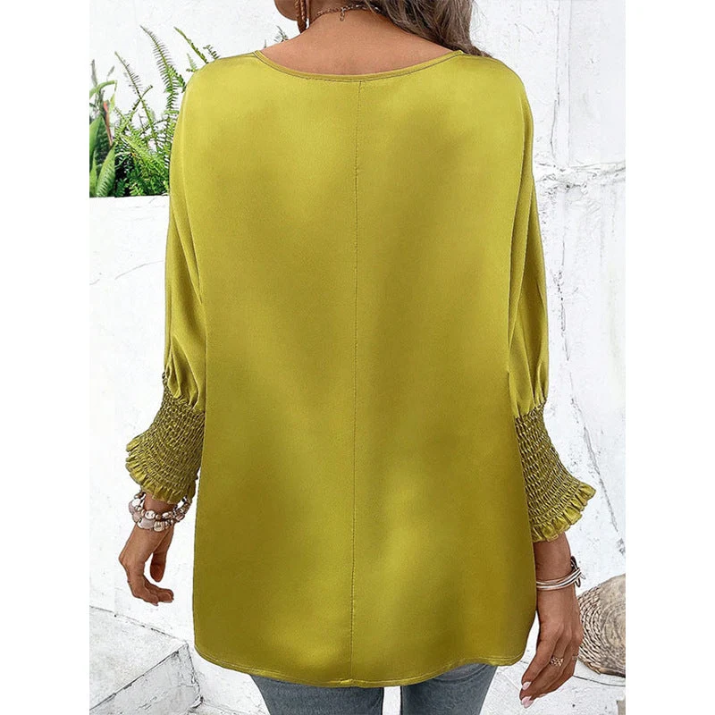 Damen elegantes Blusentop mit trendigen Puffärmeln