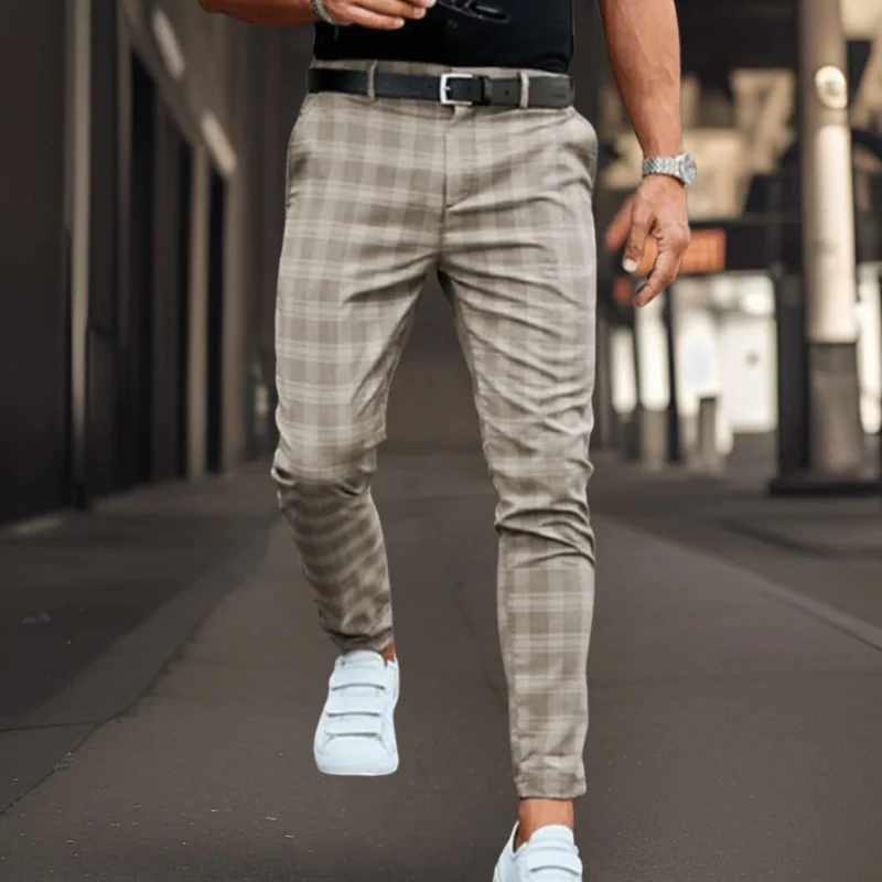 Nord Taschen | Chinos Slim Fit Baumwollmischung Karomuster Vollständig Smart Lässig