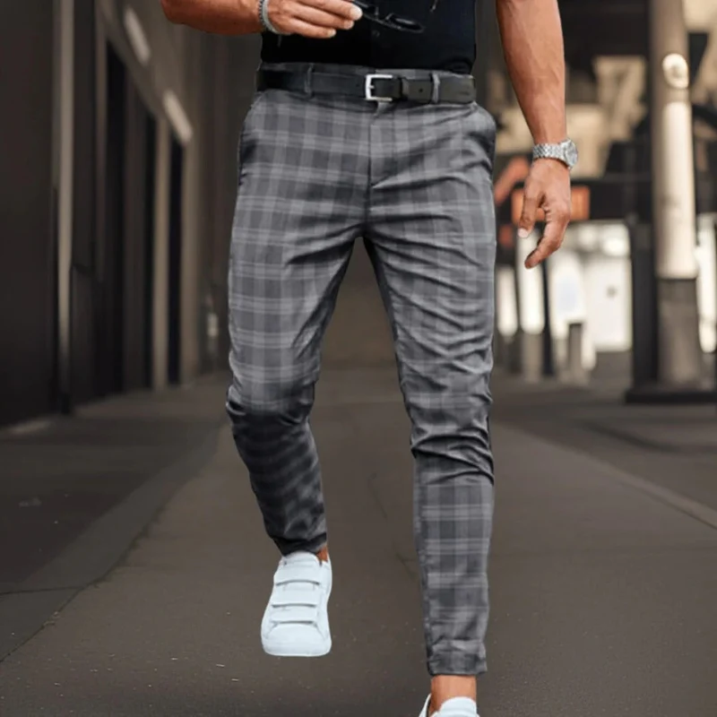 Nord Taschen | Chinos Slim Fit Baumwollmischung Karomuster Vollständig Smart Lässig