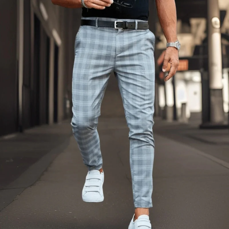 Nord Taschen | Chinos Slim Fit Baumwollmischung Karomuster Vollständig Smart Lässig