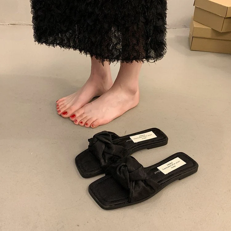 Damen modische Sandalen mit dekorativem Schleifenakzent und rutschfester Sohle