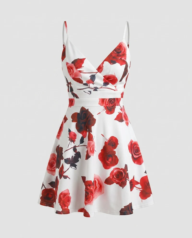 Damen Verspieltes Mini-Kleid mit floralem Design und elegantem Schnitt