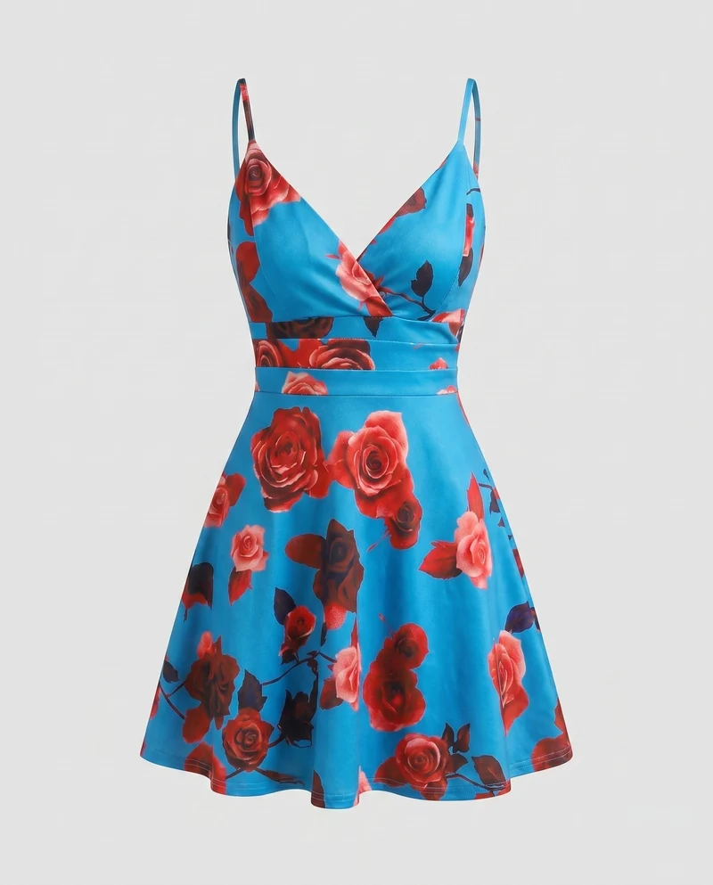 Damen Verspieltes Mini-Kleid mit floralem Design und elegantem Schnitt