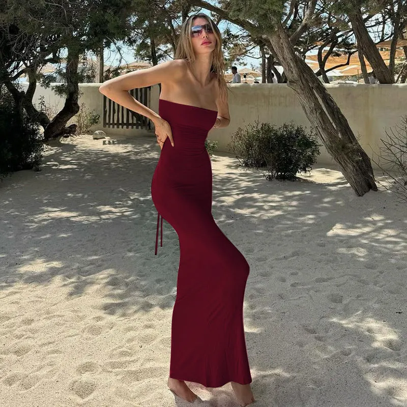 Damen Figurbetontes Maxikleid ohne Träger