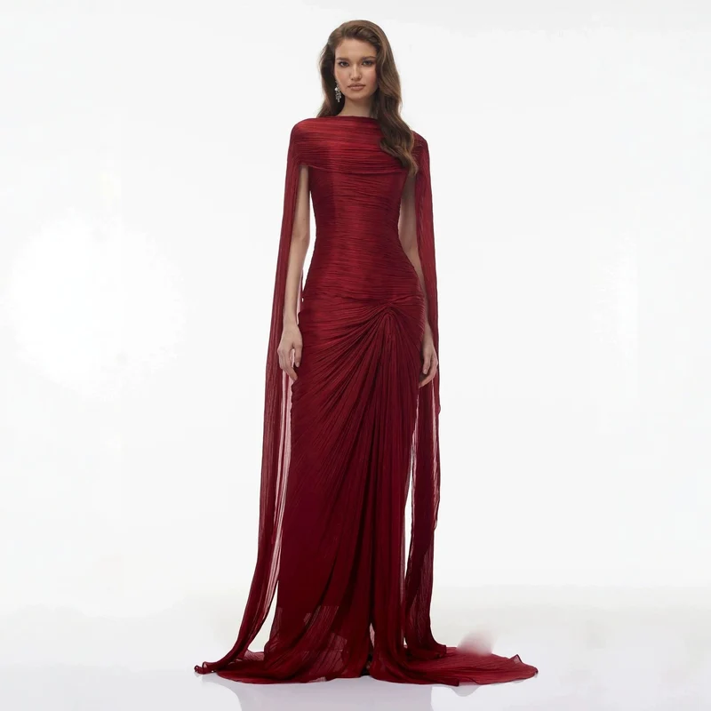 Damen Elegantes Maxikleid mit schulterfreier Silhouette und drapierter Cape-Optik Nord Taschen