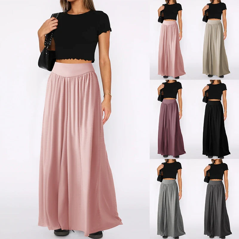 Damen Weit geschnittene Jersey-Hose mit elastischer Taille und elegantem Fall