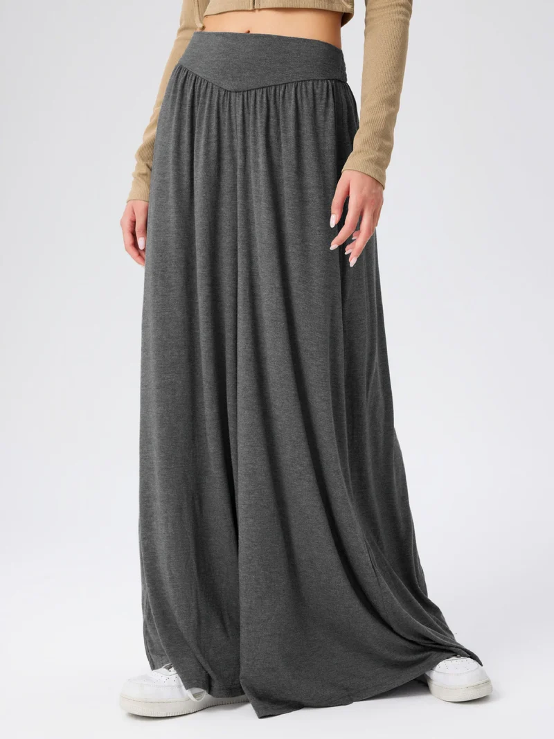Damen Weit geschnittene Jersey-Hose mit elastischer Taille und elegantem Fall
