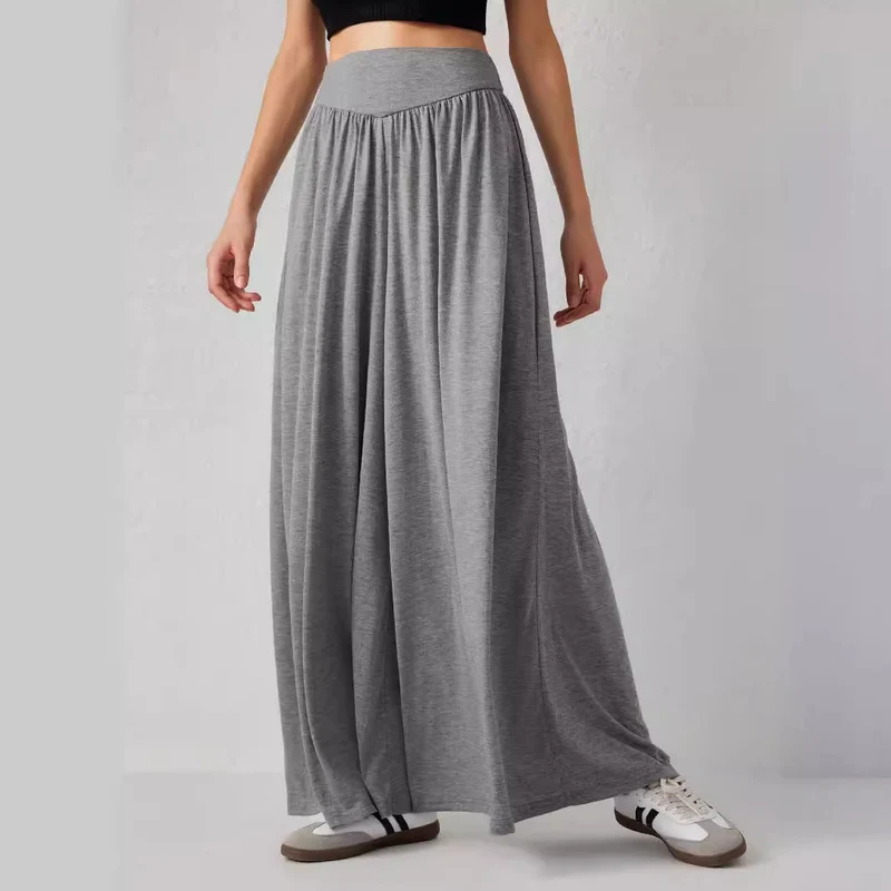 Damen Weit geschnittene Jersey-Hose mit elastischer Taille und elegantem Fall